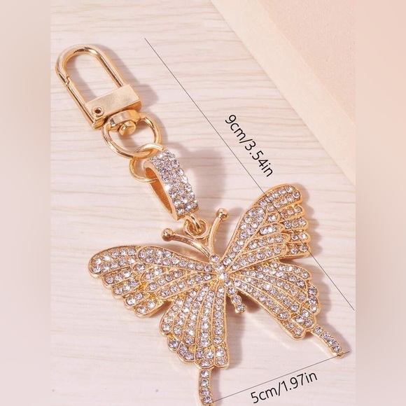 NWT Rhinestone Gold Butterfly Purse Charm/KeyChain - Picture 2 of 3